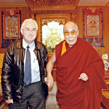 Tibetan Medicine Physician Barry Clark and His Holiness the Fourteenth Dalai Lama durng in Dharamsala